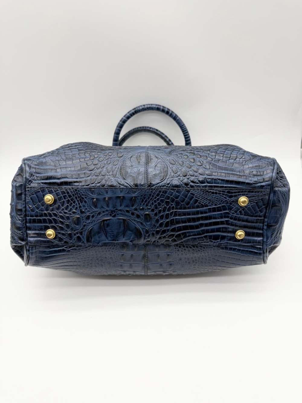 VTG Brahmin Melbourne Celia Crocs Embossed Leather Shoulder Bag Satchel Blue - Picture 7 of 14